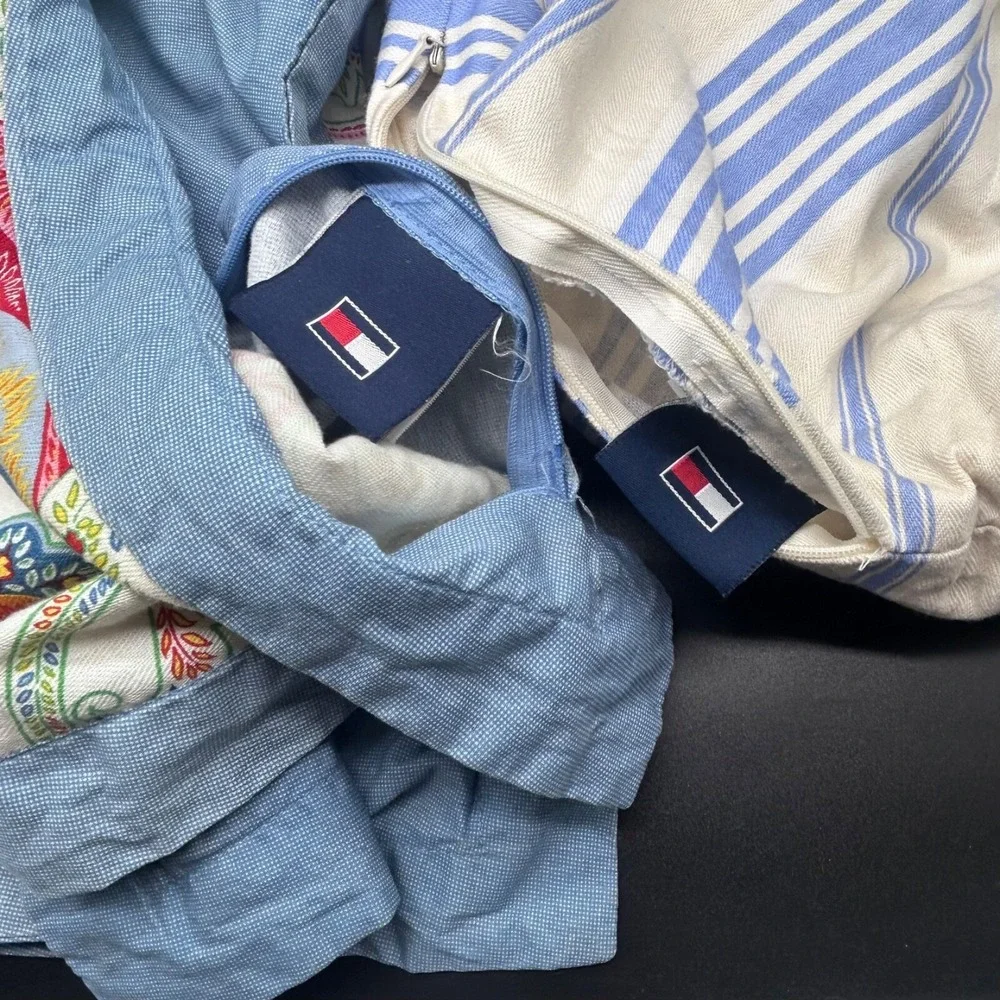 Tommy Hilfiger Pillow Sham Case Set 2 Blue Stripe and‎ Floral
